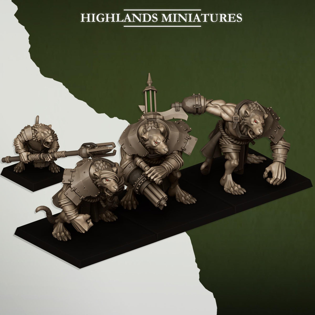 Ratgors and Ratgor Master | Vermin Reinforces | Highland Miniatures | 32mm Scale Resin TTRPG Figures for Roleplaying and Wargaming