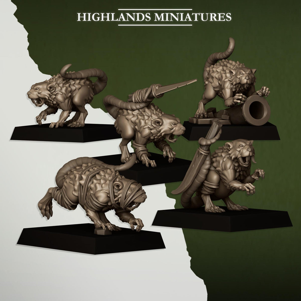 Rats and Rat Masters | Vermin Reinforces | Highland Miniatures | 32mm Scale Resin TTRPG Figures for Roleplaying and Wargaming