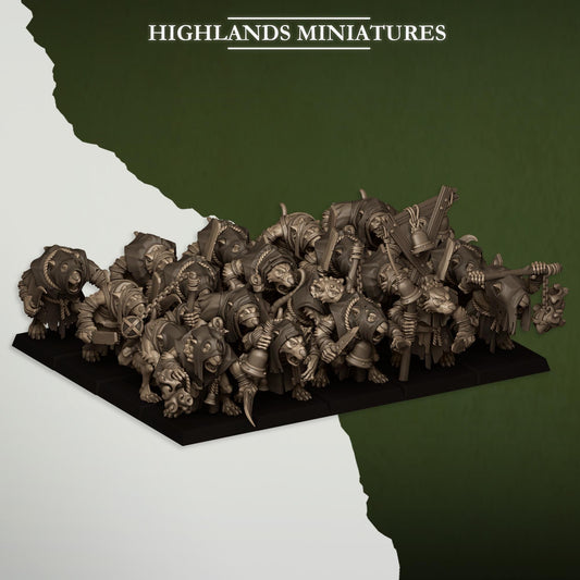 Vermin Acolytes | Vermin Reinforces | Highland Miniatures | 32mm Scale Resin TTRPG Figures for Roleplaying and Wargaming