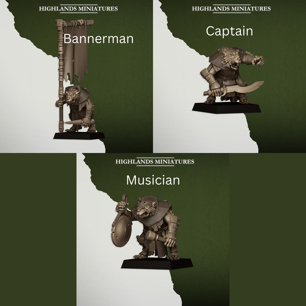 Vermin Vanguard | Vermin Reinforces | Highland Miniatures | 32mm Scale Resin TTRPG Figures for Roleplaying and Wargaming