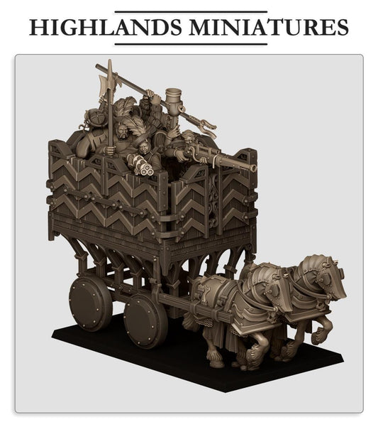 Sunland Armored Wagon | Sunland | Highland Miniatures | 32mm Scale Resin Tabletop RPG Figures for Roleplaying and Wargaming