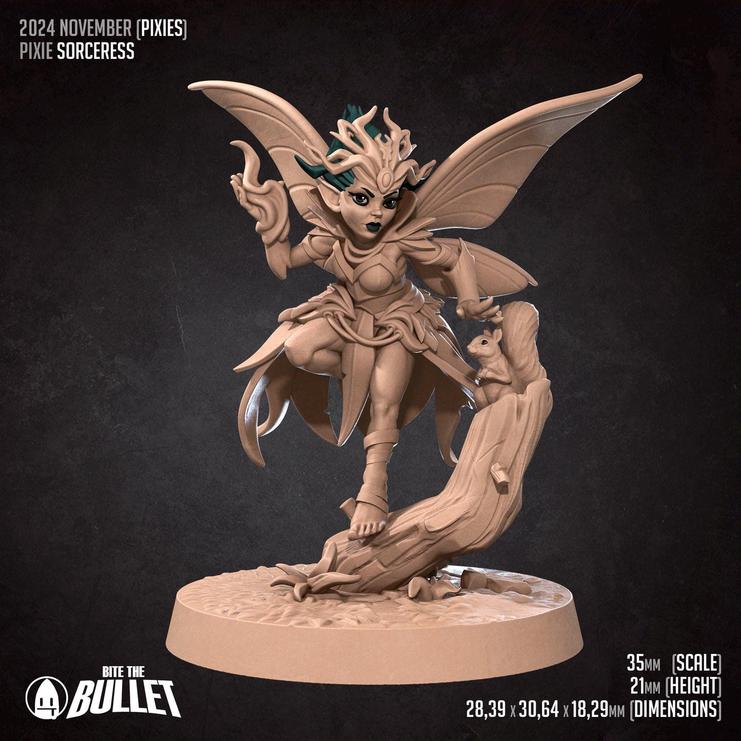Pixie Sorceress | Pixies | Bite The Bullet | 35mm Scale | Resin Printed Tabletop RPG Miniature Figures | DND | 5E