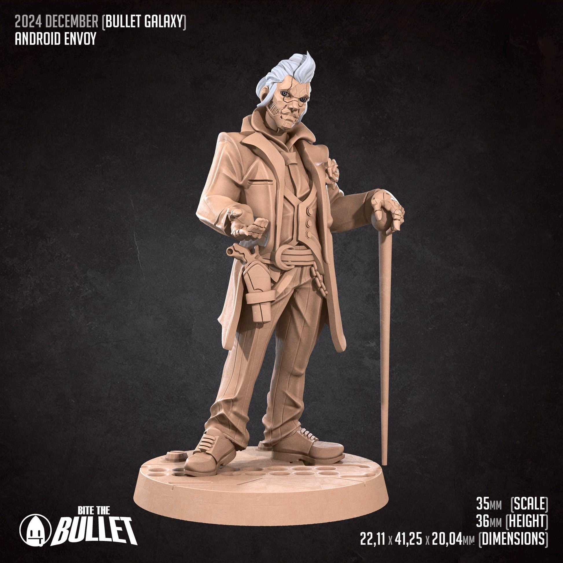 Android Envoy | Bullet Galaxy | Bite The Bullet | 35mm Scale | Resin Printed Tabletop RPG Miniature Figures | DND | 5E