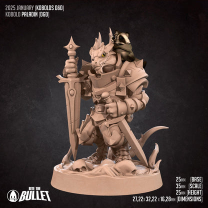 Kobold Paladin | Kobolds D&D | Bite The Bullet | 35mm Scale | Resin Printed Tabletop RPG Miniature Figures | DND | 5E