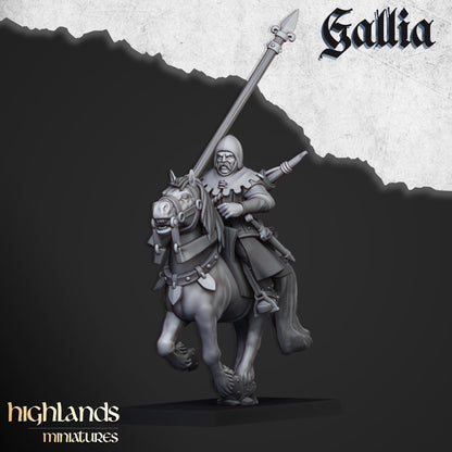 Gallia Mounted Men At Arms | Gallia | Highland Miniatures | 32mm Scale Resin Tabletop RPG Figures for Roleplaying and Wargaming