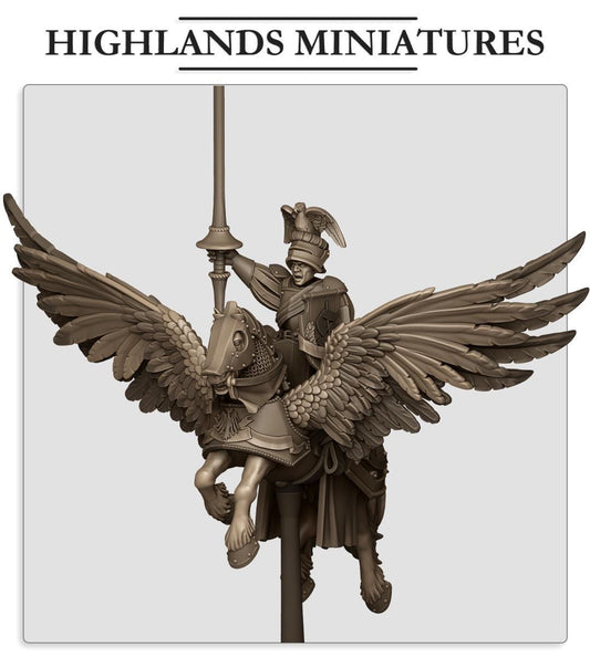 Sunland General On Pegasus | Sunland | Highland Miniatures | 32mm Scale Resin Tabletop RPG Figures for Roleplaying and Wargaming