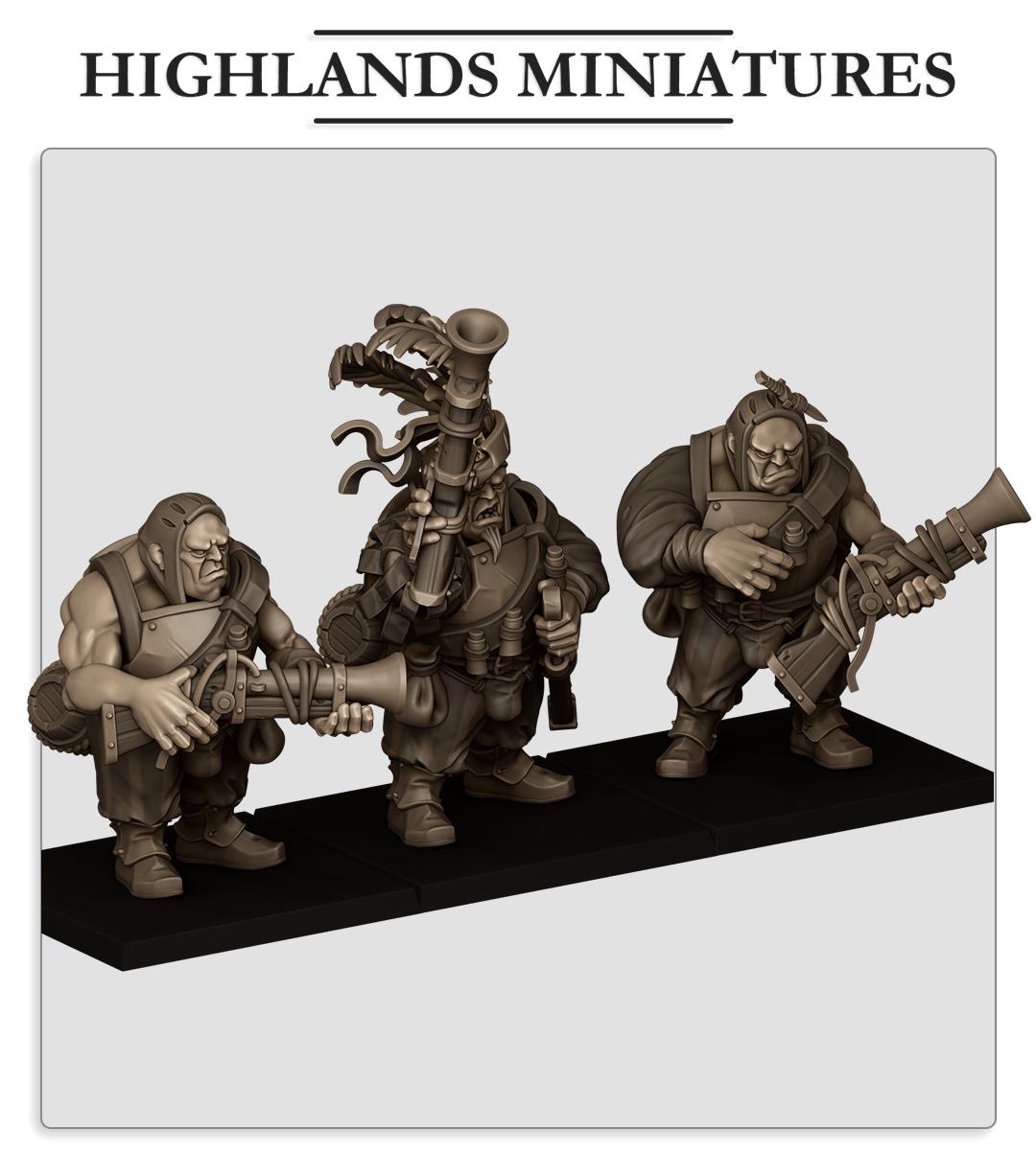 Ogres With Blunderbuss | Sunland | Highland Miniatures | 32mm Scale Resin Tabletop RPG Figures for Roleplaying and Wargaming