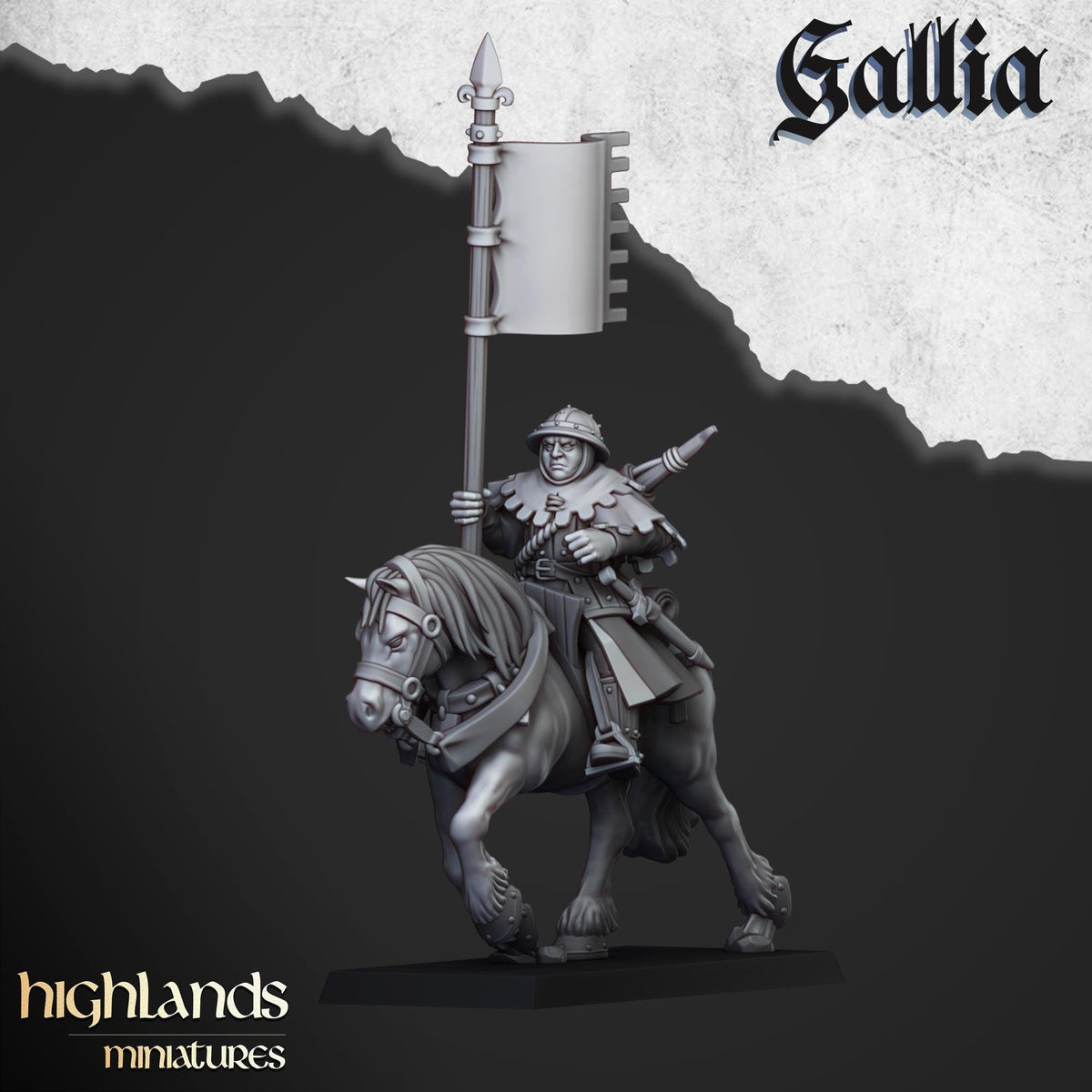 Gallia Mounted Men At Arms | Gallia | Highland Miniatures | 32mm Scale Resin Tabletop RPG Figures for Roleplaying and Wargaming