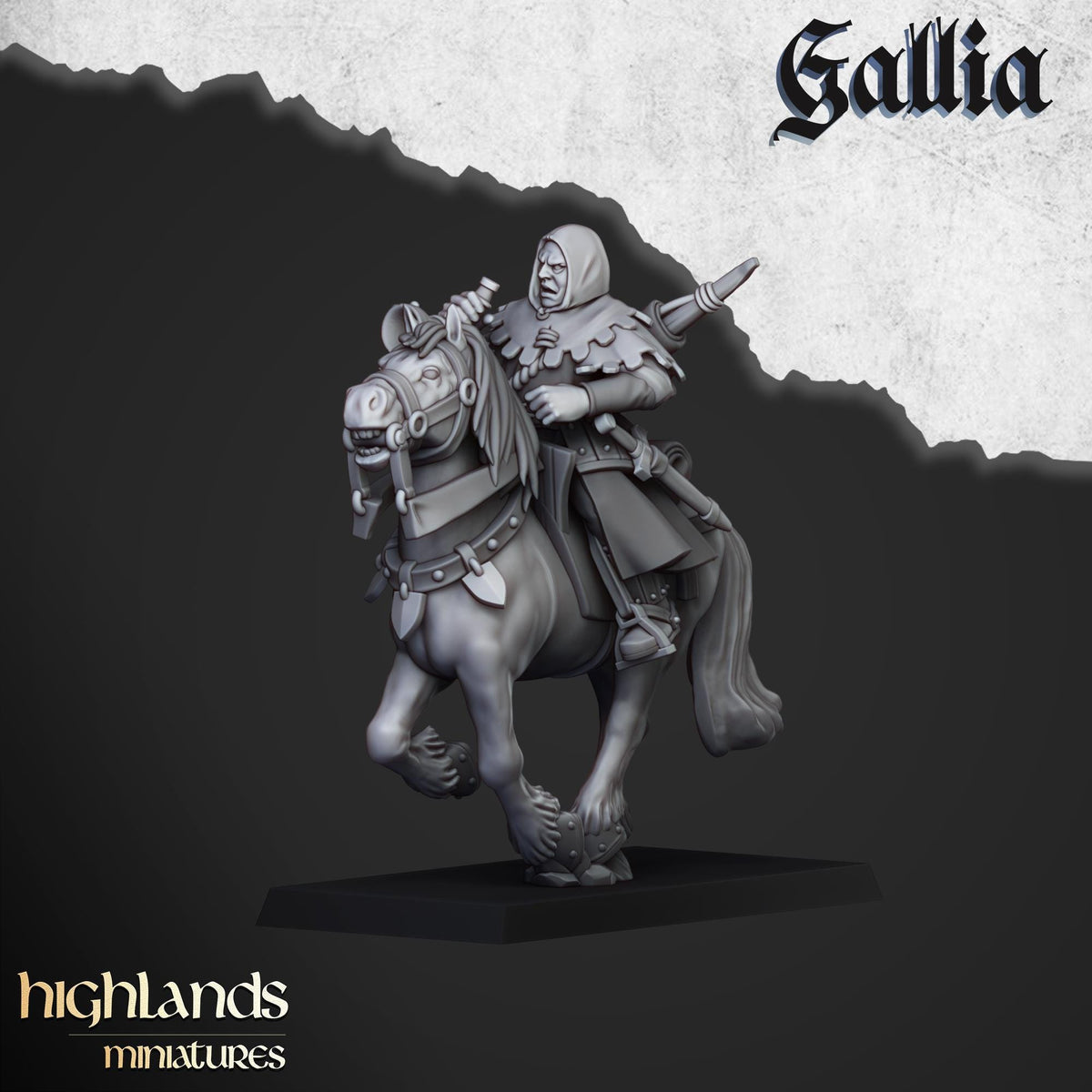 Gallia Mounted Men At Arms | Gallia | Highland Miniatures | 32mm Scale Resin Tabletop RPG Figures for Roleplaying and Wargaming