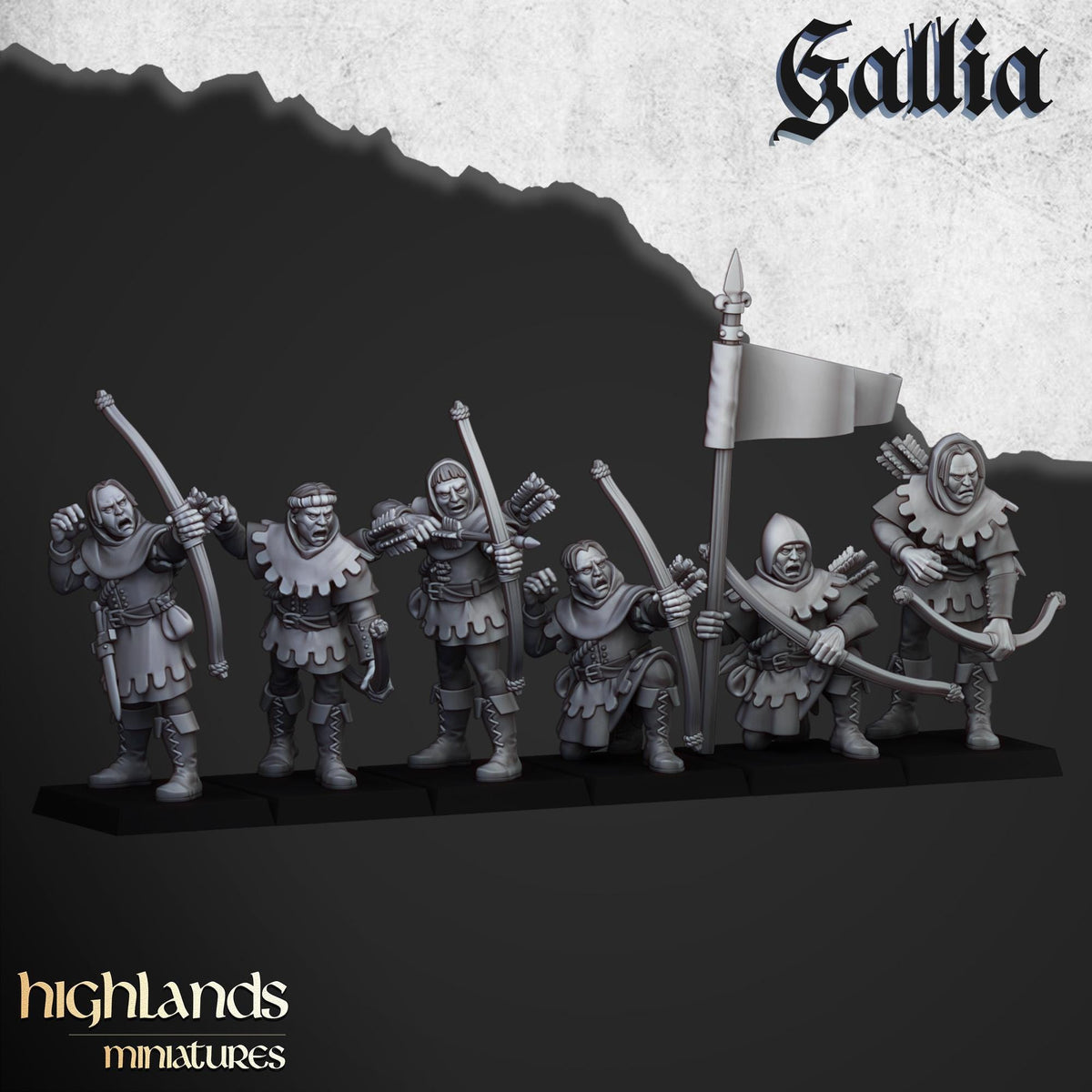 Sherwood Archers | Gallia | Highland Miniatures | 32mm Scale Resin Tabletop RPG Figures for Roleplaying and Wargaming