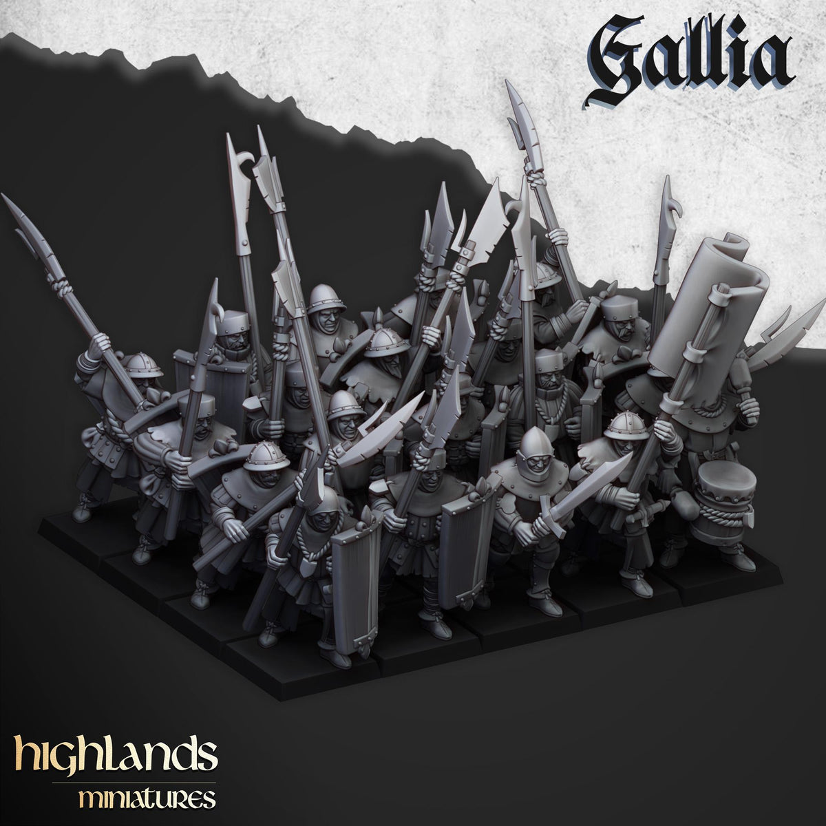 Gallia Men At Arms | Gallia | Highland Miniatures | 32mm Scale Resin Tabletop RPG Figures for Roleplaying and Wargaming