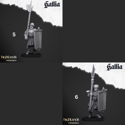 Gallia Men At Arms | Gallia | Highland Miniatures | 32mm Scale Resin Tabletop RPG Figures for Roleplaying and Wargaming