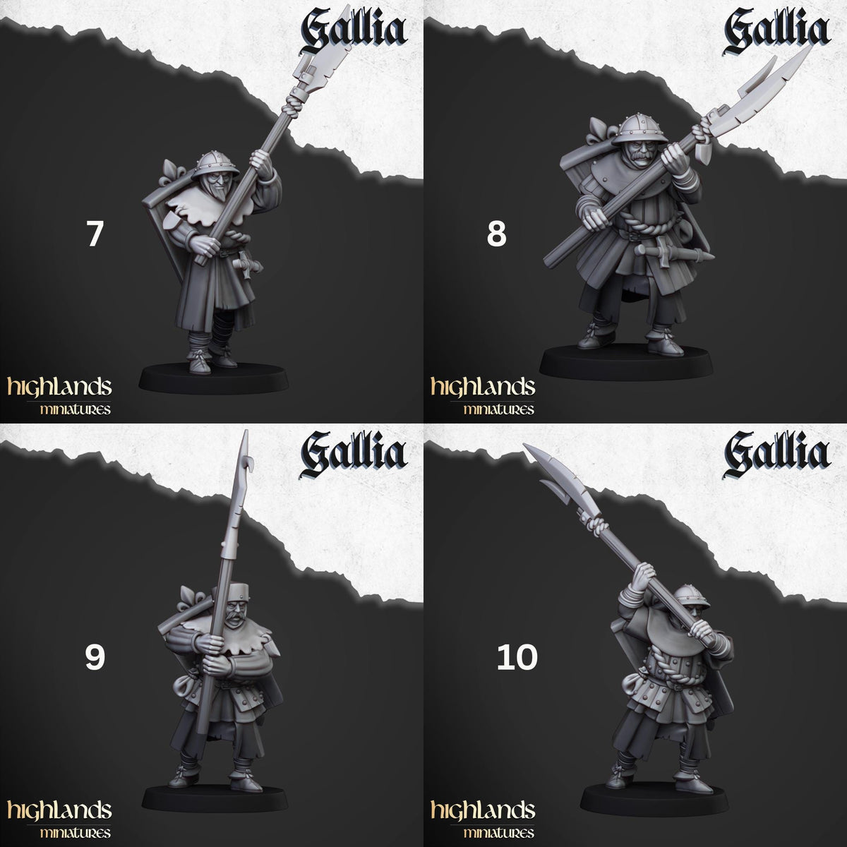 Gallia Men At Arms | Gallia | Highland Miniatures | 32mm Scale Resin Tabletop RPG Figures for Roleplaying and Wargaming