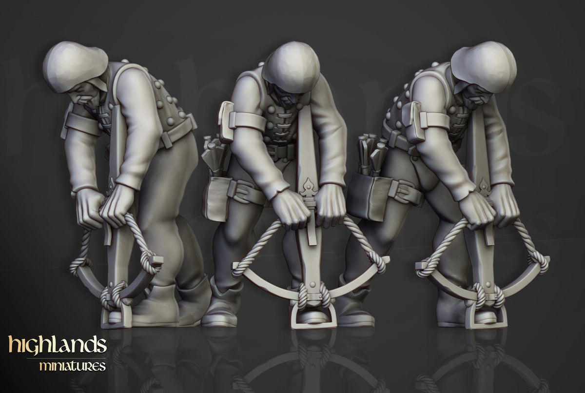 Sunland Crossbowmen Militia | Sunland | Highland Miniatures | 32mm Scale Resin Tabletop RPG Figures for Roleplaying and Wargaming