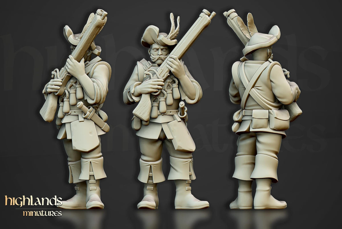 The Arquebusiers Unit | Sunland | Highland Miniatures | 32mm Scale Resin Tabletop RPG Figures for Roleplaying and Wargaming