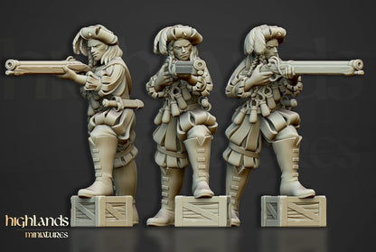 The Arquebusiers Unit | Sunland | Highland Miniatures | 32mm Scale Resin Tabletop RPG Figures for Roleplaying and Wargaming