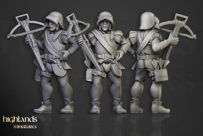 Sunland Crossbowmen Militia | Sunland | Highland Miniatures | 32mm Scale Resin Tabletop RPG Figures for Roleplaying and Wargaming