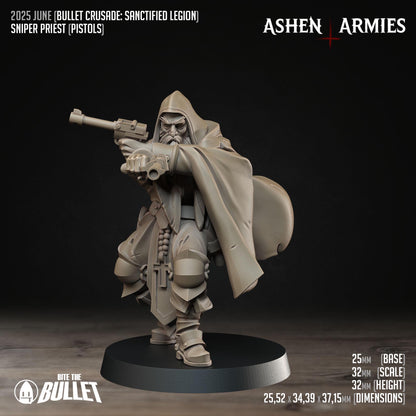 Sniper Priest - Pistols | Bullet Crusade: Sanctified Legion | Bite The Bullet | 35mm Scale | Resin Printed Tabletop RPG Miniature Figures
