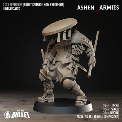 Trench Cleric | Bullet Crusade: Holy Shogunate | Bite The Bullet | 35mm Scale | Resin Printed Tabletop RPG Miniature Figures