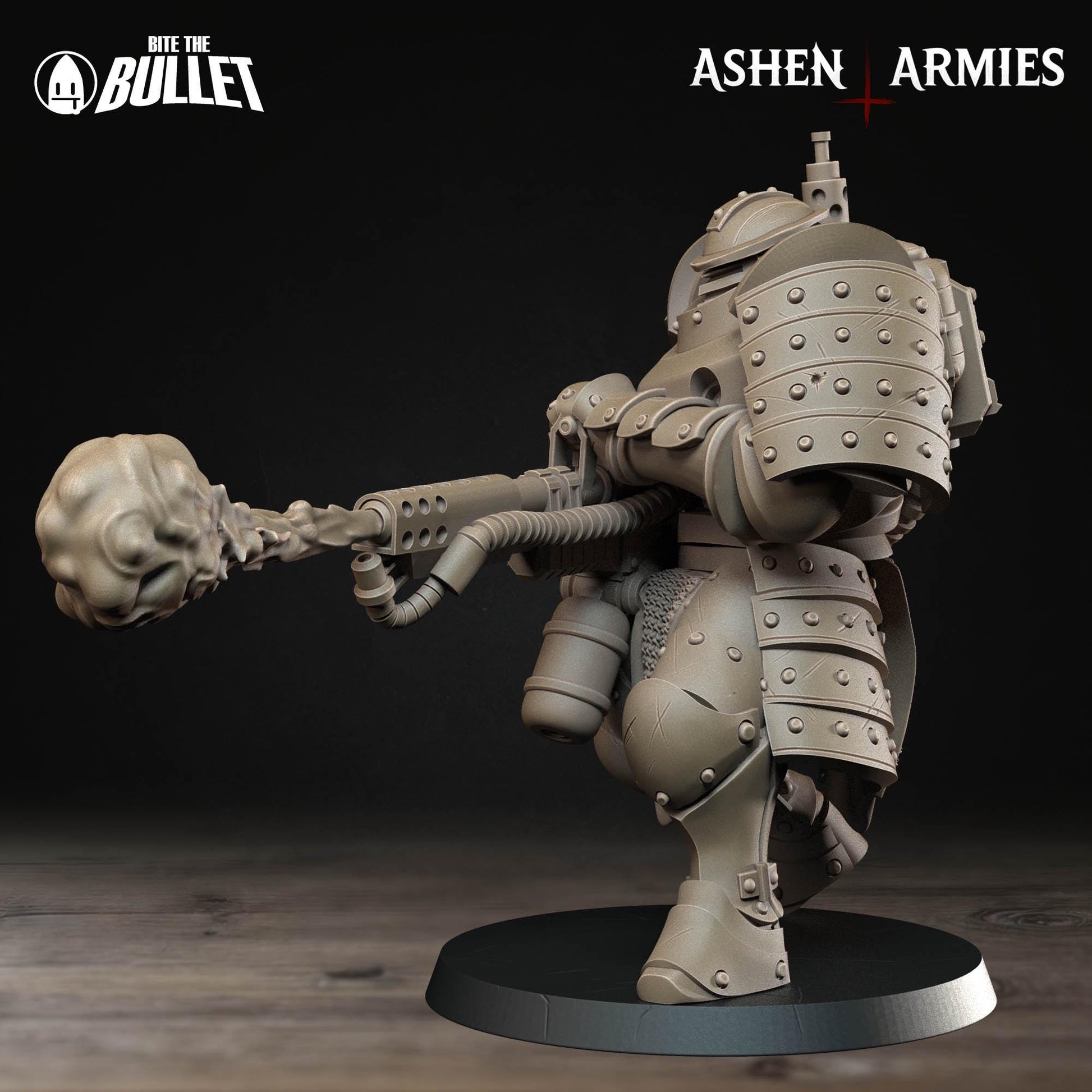 Heavy Infantry - Flamethrower | Bullet Crusade: Holy Shogunate | Bite The Bullet | 35mm Scale | Resin Printed Tabletop RPG Miniature Figures
