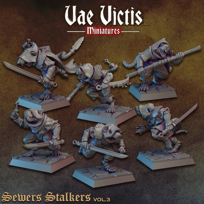 Ratfolk Sewer Stalkers Vol 3 | Vae Victis Miniatures | 32mm Scale Resin Printed Tabletop RPG Figures for Tabletop Roleplaying or Wargaming