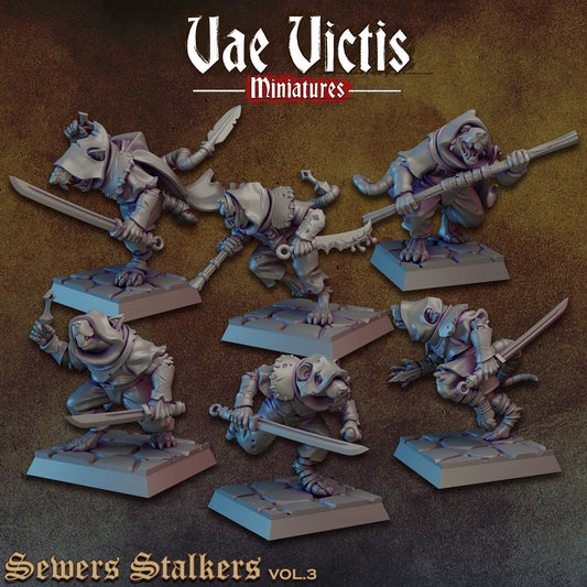 Ratfolk Sewer Stalkers Vol 3 | Vae Victis Miniatures | 32mm Scale Resin Printed Tabletop RPG Figures for Tabletop Roleplaying or Wargaming