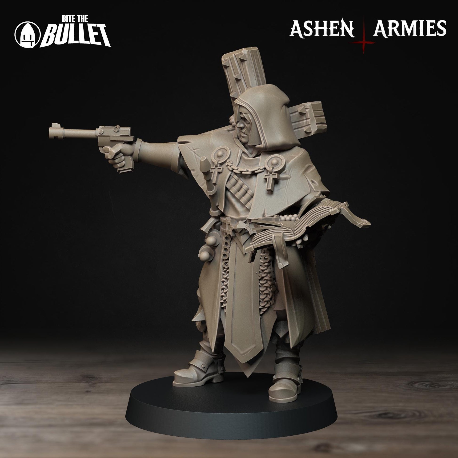 Trench Cleric | Bullet Crusade: Sanctified Legion | Bite The Bullet | 35mm Scale | Resin Printed Tabletop RPG Miniature Figures