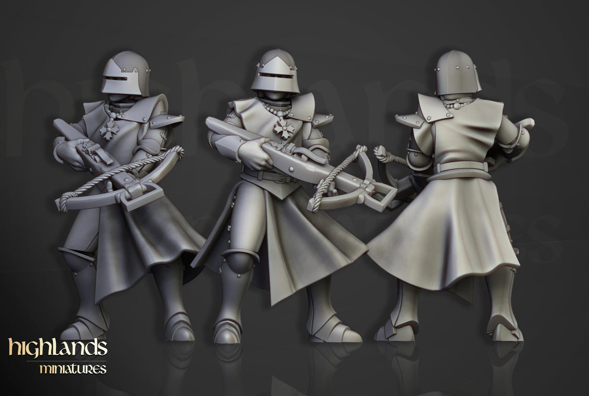 Gallia Shooters Crossbowmen | Gallia | Highland Miniatures | 32mm Scale Resin Tabletop RPG Figures for Roleplaying and Wargaming