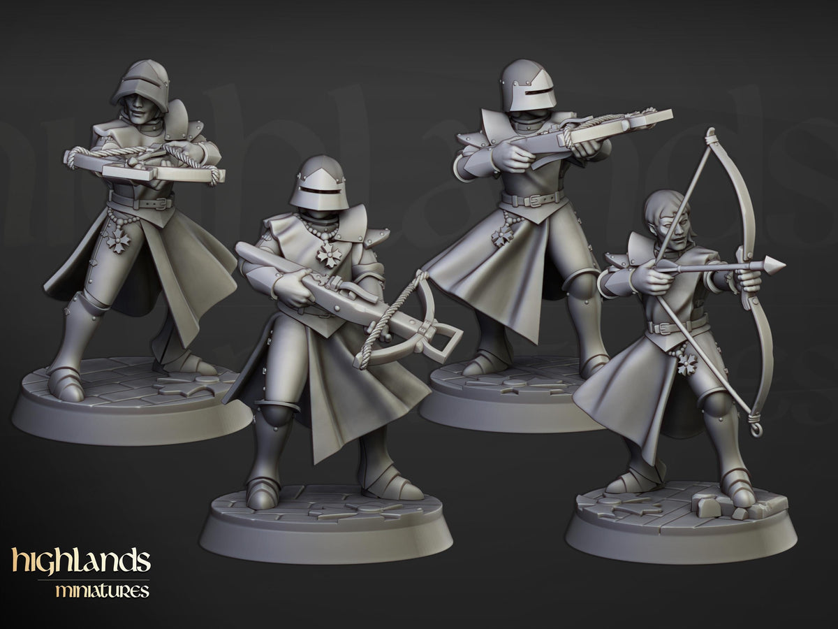 Gallia Shooters Crossbowmen | Gallia | Highland Miniatures | 32mm Scale Resin Tabletop RPG Figures for Roleplaying and Wargaming