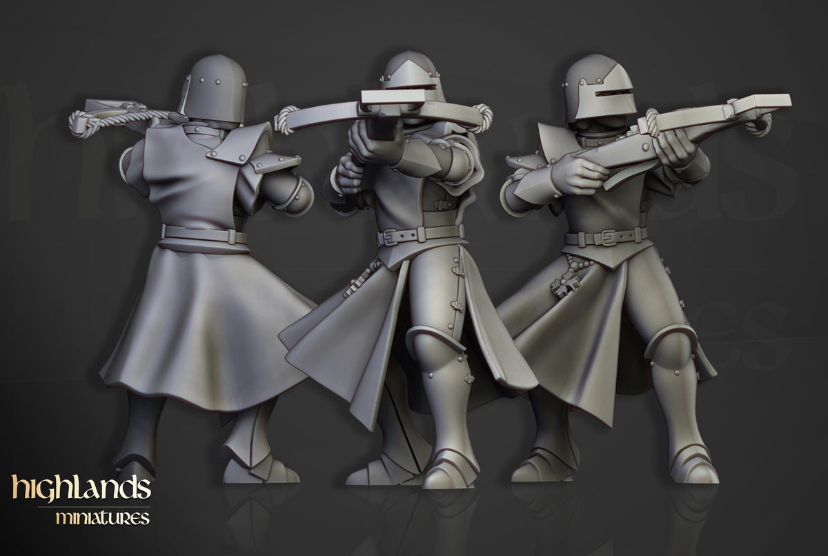 Gallia Shooters Crossbowmen | Gallia | Highland Miniatures | 32mm Scale Resin Tabletop RPG Figures for Roleplaying and Wargaming