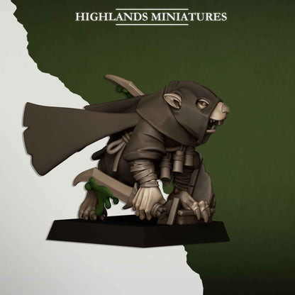 Sewer Vermin Assassins | Sewer Vermin | Highlands Miniatures | 32mm Scale Resin TTRPG Figures for Roleplaying and Wargaming