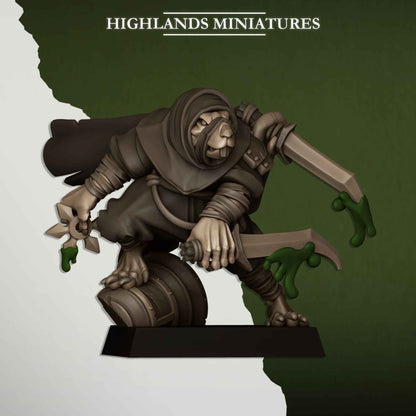 Sewer Vermin Assassins | Sewer Vermin | Highlands Miniatures | 32mm Scale Resin TTRPG Figures for Roleplaying and Wargaming