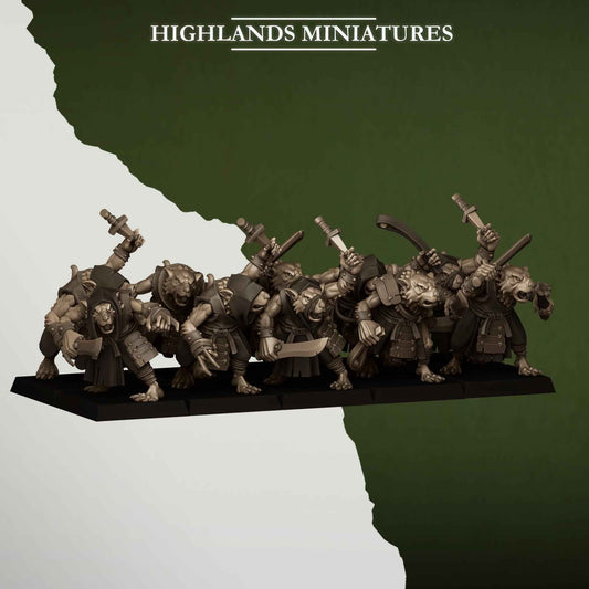 Sewer Vermin Thugs | Sewer Vermin | Highlands Miniatures | 32mm Scale Resin TTRPG Figures for Roleplaying and Wargaming