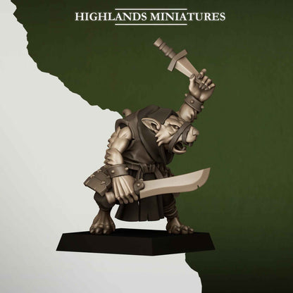 Sewer Vermin Thugs | Sewer Vermin | Highlands Miniatures | 32mm Scale Resin TTRPG Figures for Roleplaying and Wargaming