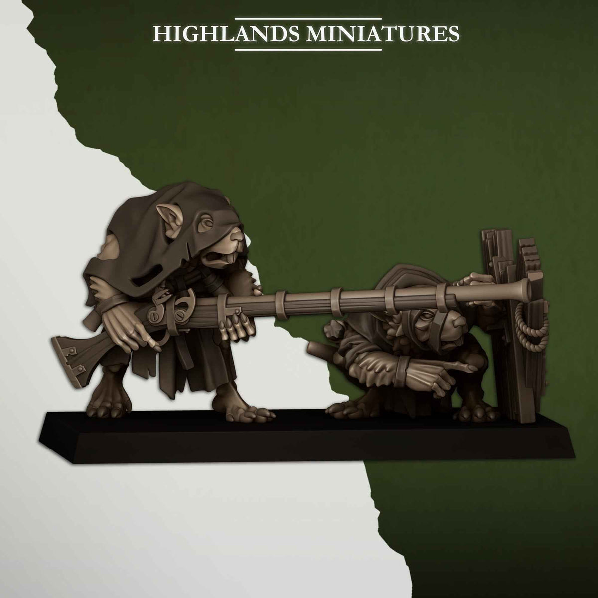 Vermin Shooters Team | Sewer Vermin | Highlands Miniatures | 32mm Scale Resin TTRPG Figures for Roleplaying and Wargaming