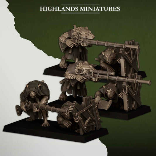 Vermin Shooters Team | Sewer Vermin | Highlands Miniatures | 32mm Scale Resin TTRPG Figures for Roleplaying and Wargaming