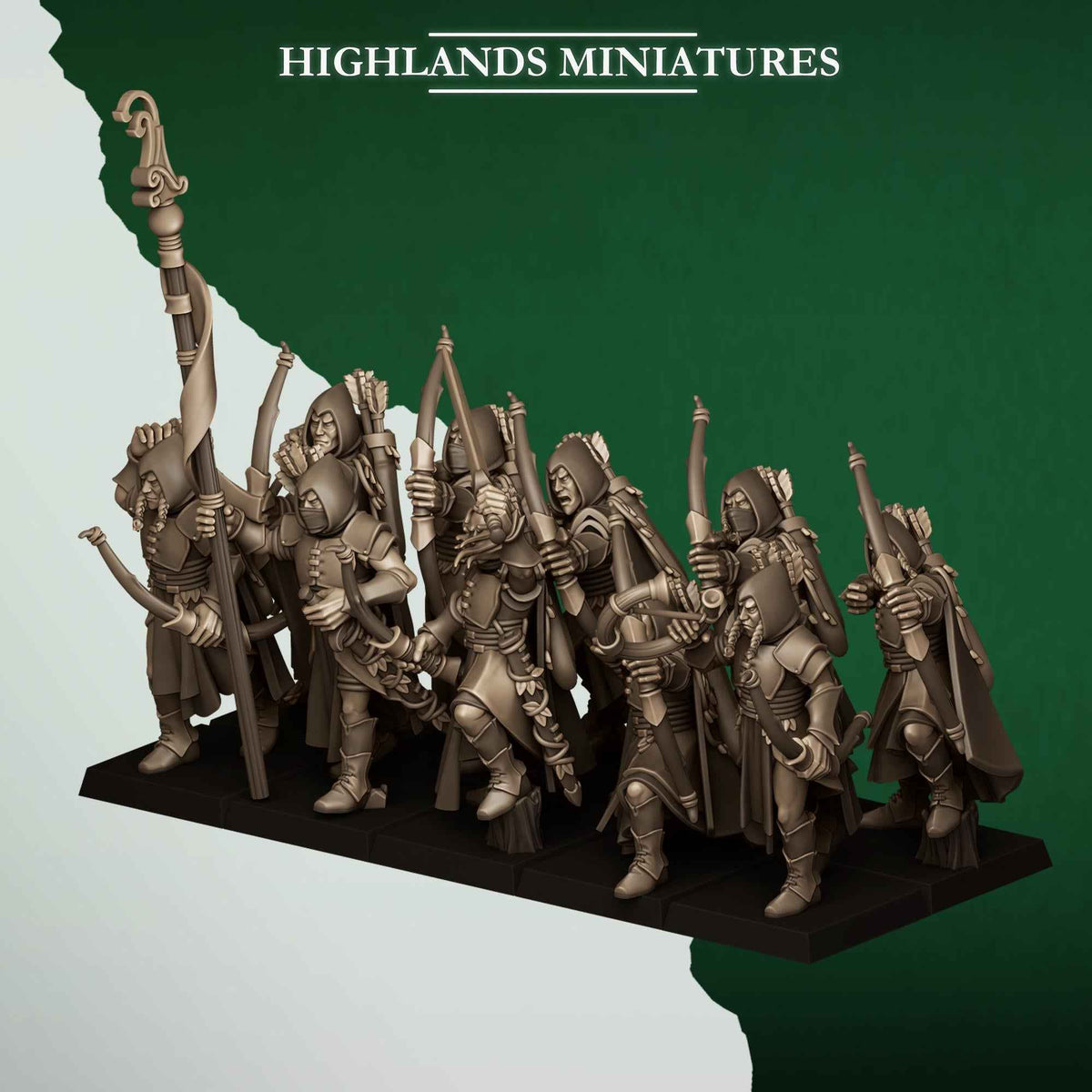 Feral Archers | Feral Elves | Highlands Miniatures | 32mm Scale Resin Tabletop RPG Figures for Roleplaying and Wargaming