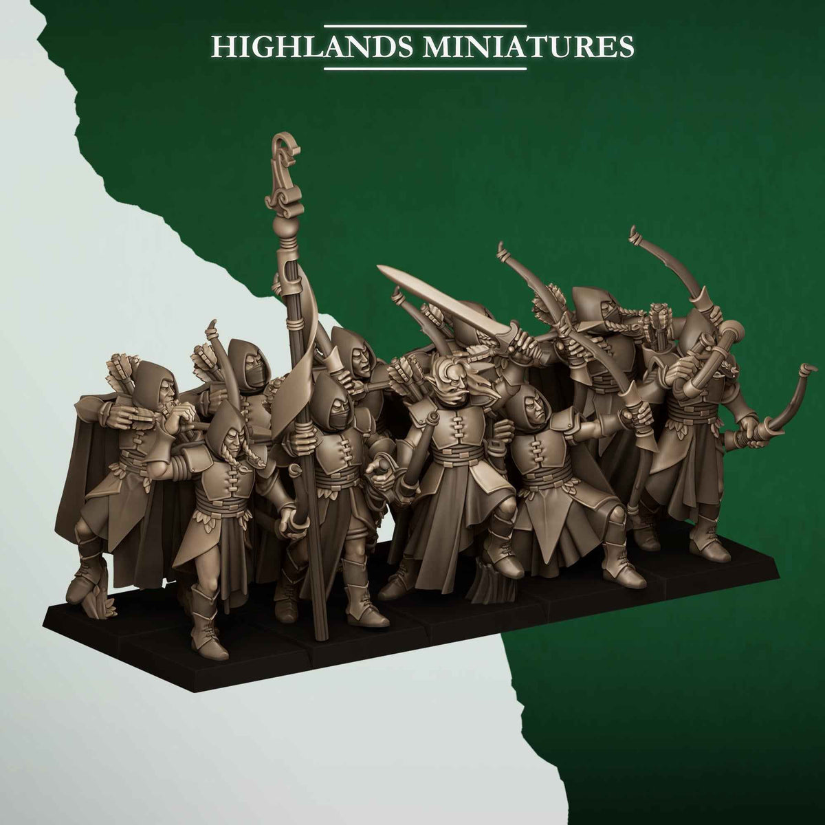 Feral Archers | Feral Elves | Highlands Miniatures | 32mm Scale Resin Tabletop RPG Figures for Roleplaying and Wargaming
