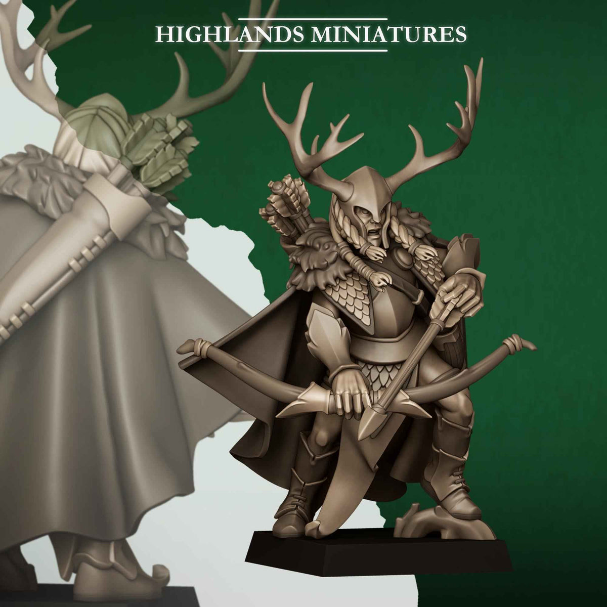 Feral Elf Highborn | Feral Elves | Highlands Miniatures | 32mm Scale Resin Tabletop RPG Figures for Roleplaying and Wargaming