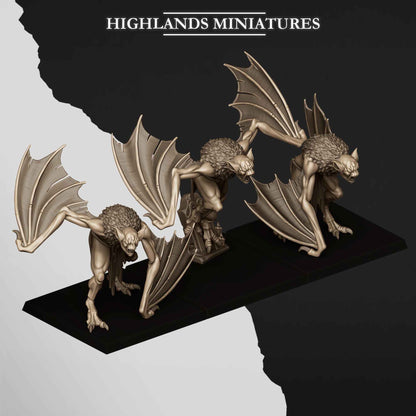 Crypt Bats | Transilvanya The Fallen Realm | Highlands Miniatures | 32mm Scale Resin Tabletop RPG Figures for Roleplaying and Wargaming