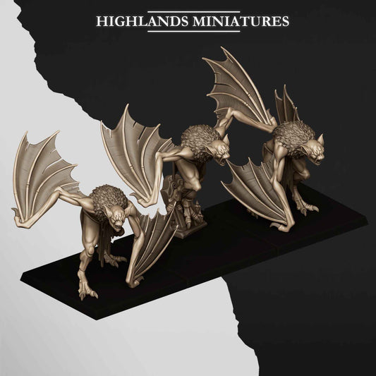 Crypt Bats | Transilvanya The Fallen Realm | Highlands Miniatures | 32mm Scale Resin Tabletop RPG Figures for Roleplaying and Wargaming