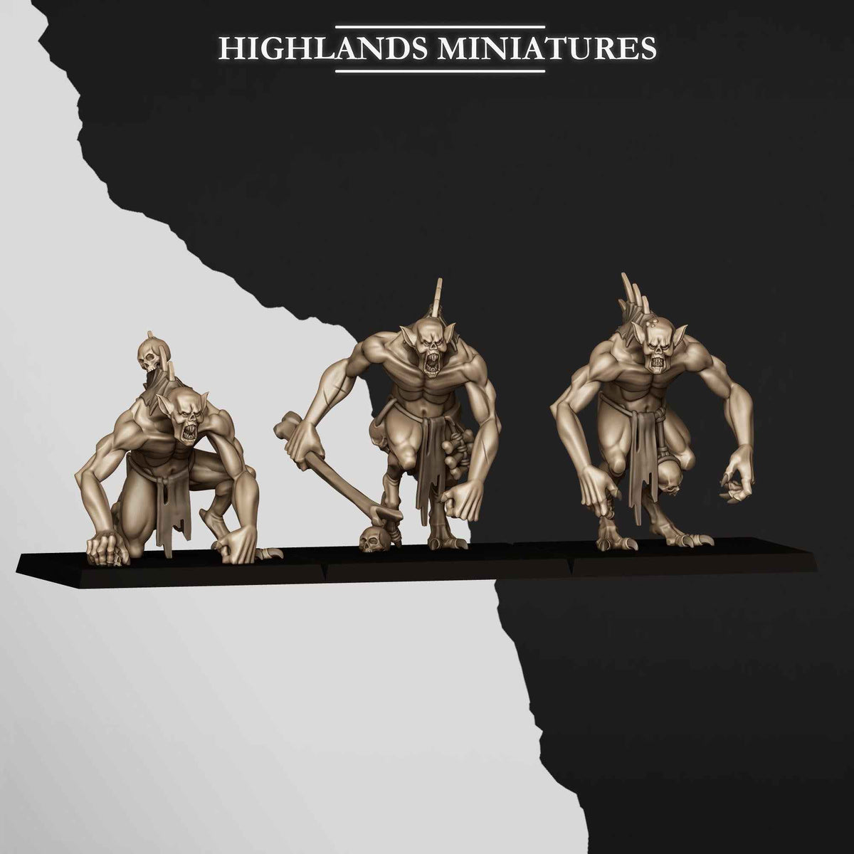 Giant Ghouls | Transilvanya The Fallen Realm | Highlands Miniatures | 32mm Scale Resin Tabletop RPG Figures for Roleplaying and Wargaming