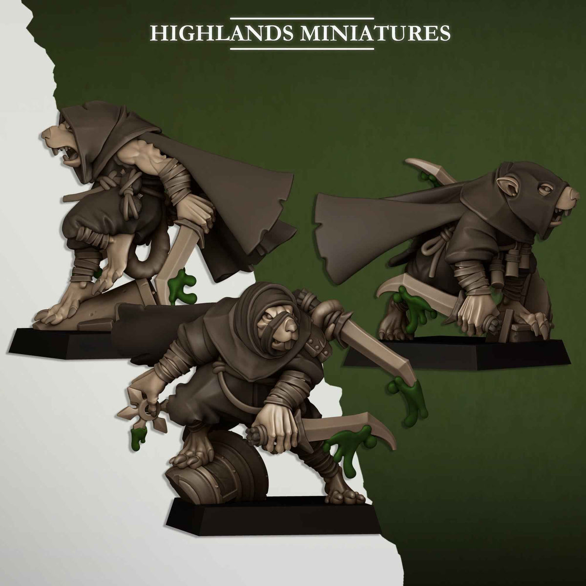 Sewer Vermin Assassins | Sewer Vermin | Highlands Miniatures | 32mm Scale Resin TTRPG Figures for Roleplaying and Wargaming