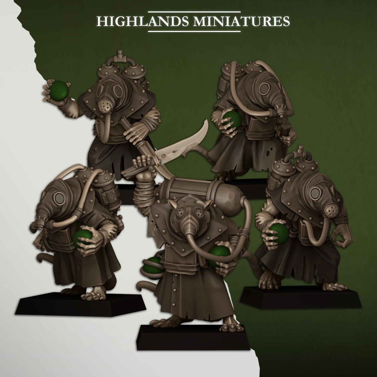 Sewer Poison Carriers | Sewer Vermin | Highlands Miniatures | 32mm Scale Resin TTRPG Figures for Roleplaying and Wargaming