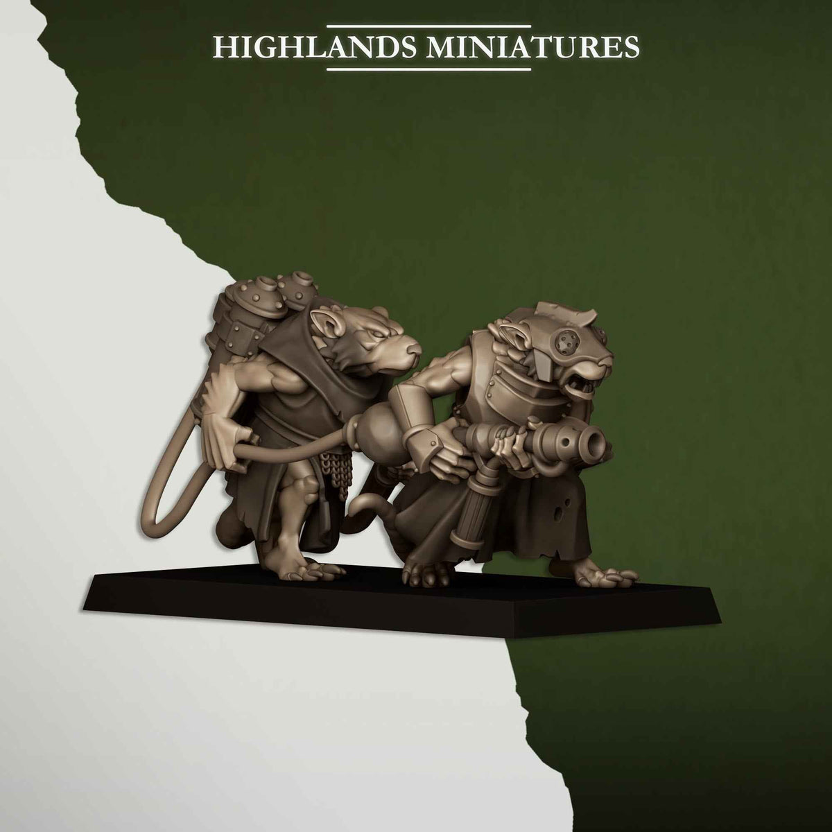Sewer Vermin Heavy Weapons Teams | Sewer Vermin | Highlands Miniatures | 32mm Scale Resin TTRPG Figures for Roleplaying and Wargaming