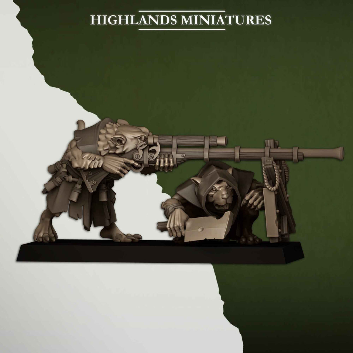 Vermin Shooters Team | Sewer Vermin | Highlands Miniatures | 32mm Scale Resin TTRPG Figures for Roleplaying and Wargaming
