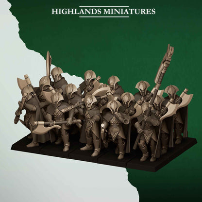 Feral Axemen | Feral Elves | Highlands Miniatures | 32mm Scale Resin Tabletop RPG Figures for Roleplaying and Wargaming