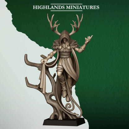Feral Elf Druid | Feral Elves | Highlands Miniatures | 32mm Scale Resin Tabletop RPG Figures for Roleplaying and Wargaming