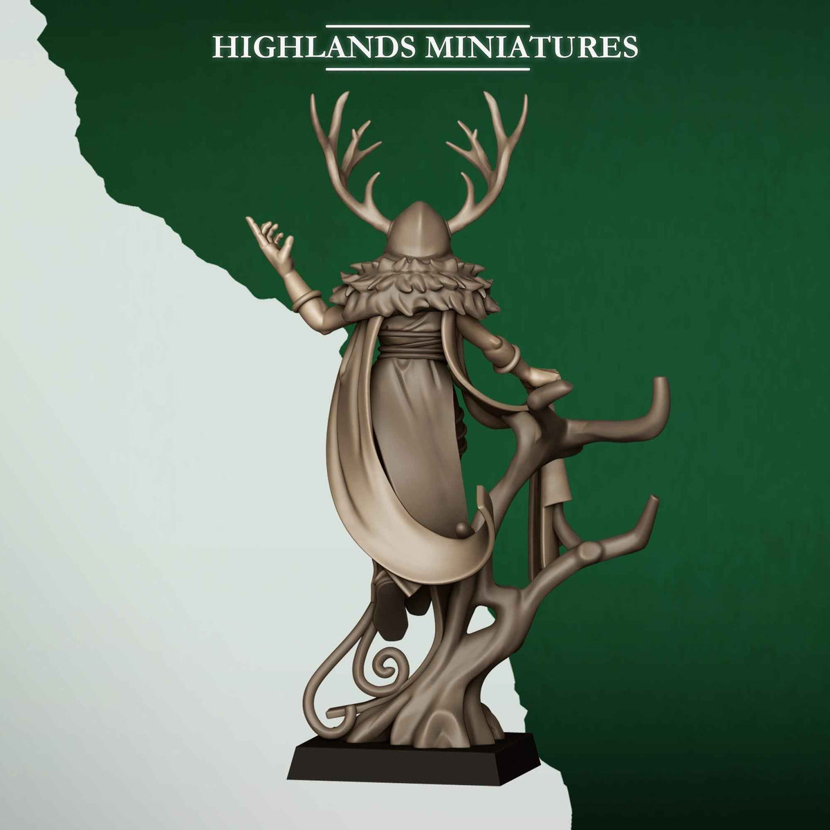 Feral Elf Druid | Feral Elves | Highlands Miniatures | 32mm Scale Resin Tabletop RPG Figures for Roleplaying and Wargaming