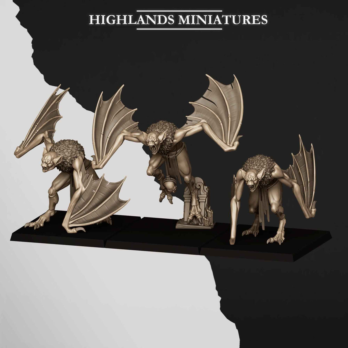 Crypt Bats | Transilvanya The Fallen Realm | Highlands Miniatures | 32mm Scale Resin Tabletop RPG Figures for Roleplaying and Wargaming